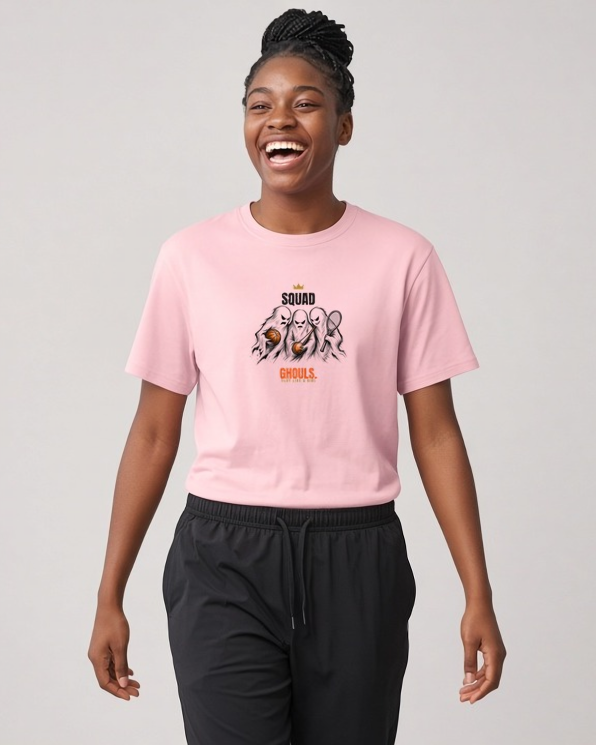 Squad Ghouls women's relaxed tee on model